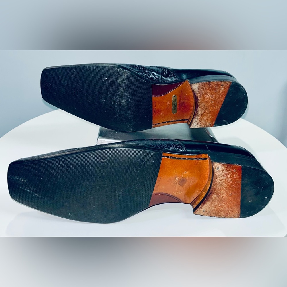 Rare Mezlan for Ingledews Vintage Loafers, 2tone Olive&Black Genuine Ostrich - Picture 7 of 11